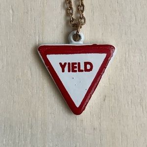 New vintage mini YIELD road sign necklace